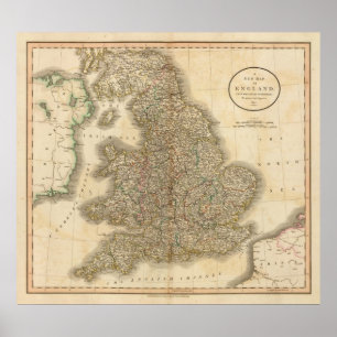 Póster Mapa 2 del Atlas de Inglaterra