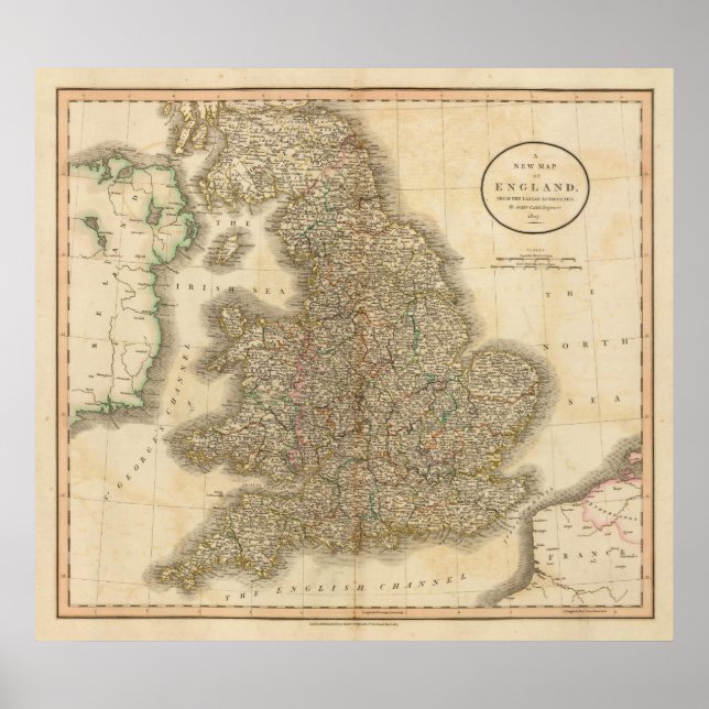 Póster Mapa 2 del Atlas de Inglaterra (Frente)