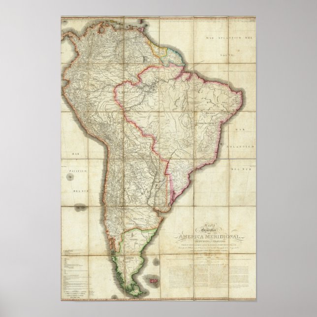 Póster Mapa 3 de Sudamérica (Frente)