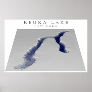 Póster Mapa 3d del lago Keuka