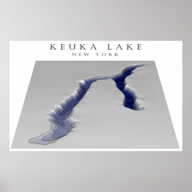 Póster Mapa 3d del lago Keuka (Frente)