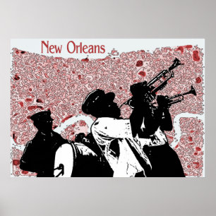 Póster Mapa abstracto de Nueva Orleans