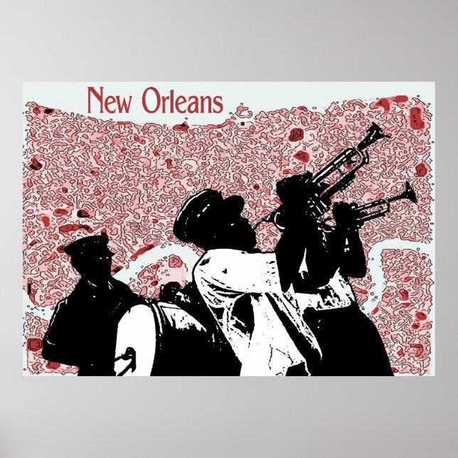 Póster Mapa abstracto de Nueva Orleans (Frente)