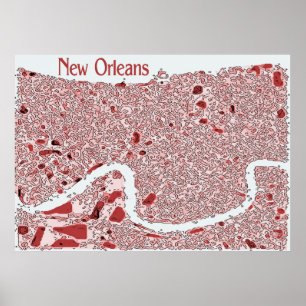 Póster Mapa abstracto de Nueva Orleans
