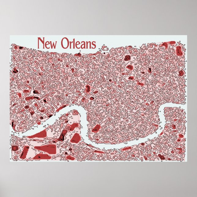 Póster Mapa abstracto de Nueva Orleans (Frente)