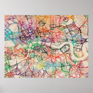 Póster Mapa acuarela de Londres
