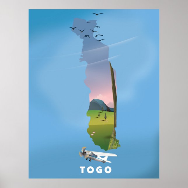 Póster Mapa africano de viajes de Togo (Frente)