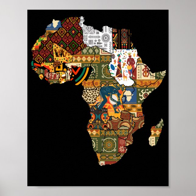 Póster Mapa africano del orgullo africano negro de África (Frente)