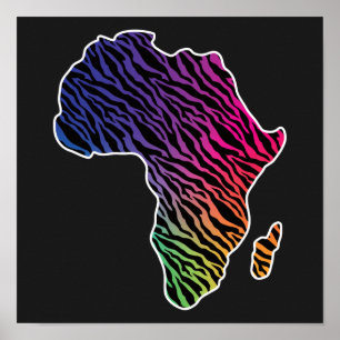 Póster Mapa africano del patrón de cebra del orgullo afri