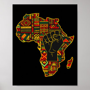 Póster Mapa africano puño de la celebración del mes de la