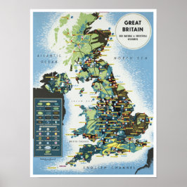 Póster Mapa agrícola de Inglaterra ~ Viajes de cosecha
