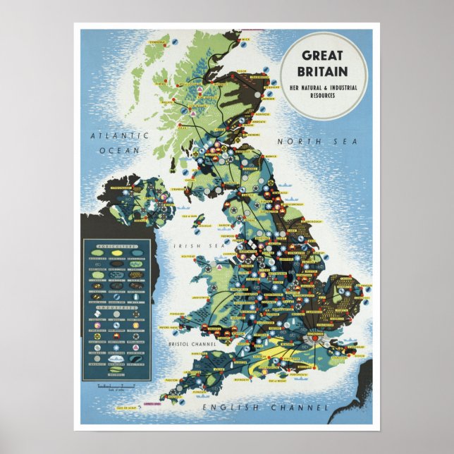 Póster Mapa agrícola de Inglaterra ~ Viajes de cosecha (Frente)
