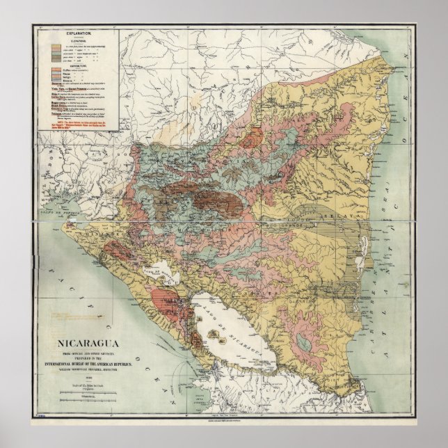 PÓSTER MAPA AGRÍCOLA DE NICARAGUA 1903 (Frente)