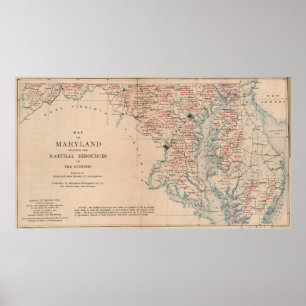 Póster Mapa agrícola del vintage de Maryland (1920)