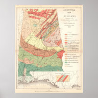 Mapa agrícola vintage de Alabama (1882)