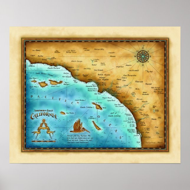 Póster Mapa. Agua azul cal (Frente)