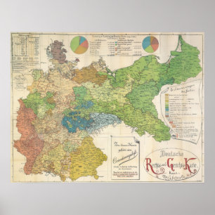 Póster Mapa alemán de 1895 - Alemania