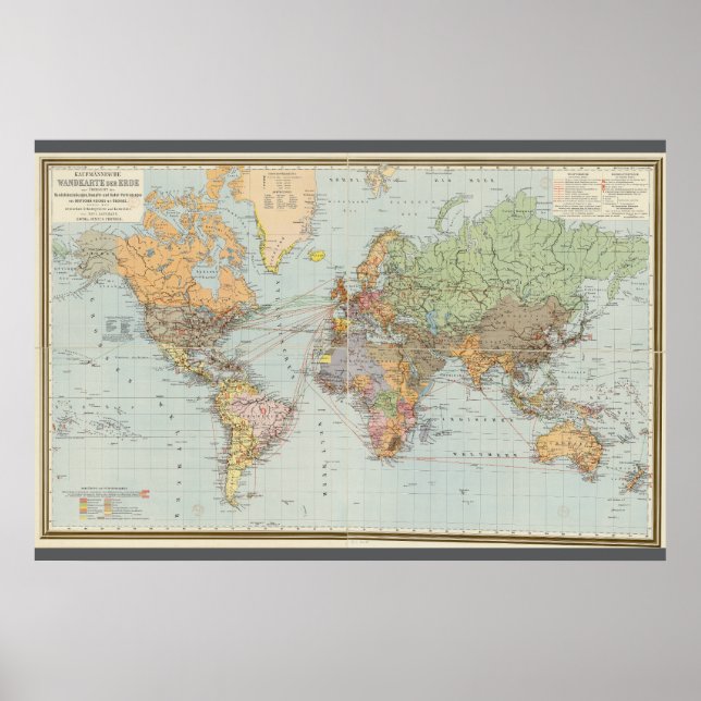 Póster Mapa alemán del mundo (1899) (Frente)