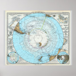 Póster Mapa alemán del Polo Norte (1891)