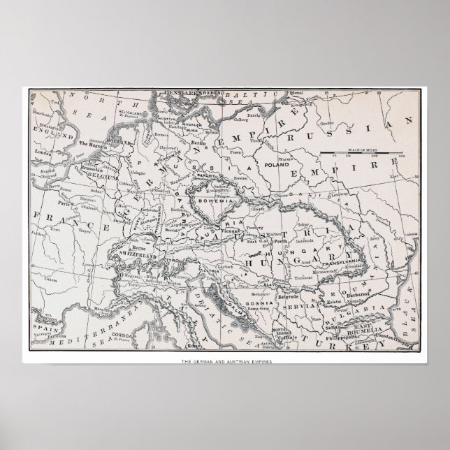 PÓSTER MAPA: ALEMANIA Y AUSTRIA (Frente)