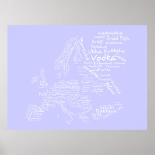 Póster Mapa alimentario de Europa (Lilac)