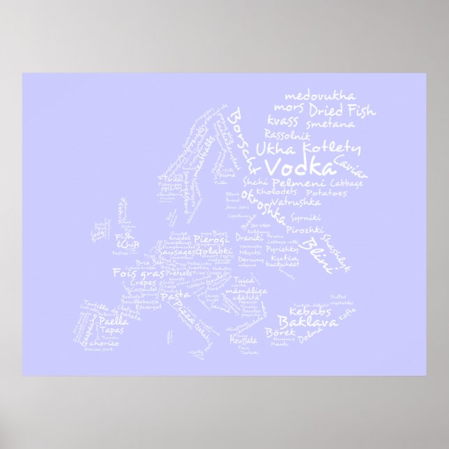 Póster Mapa alimentario de Europa (Lilac) (Frente)