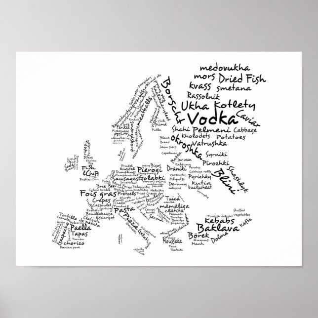 Póster Mapa alimentario de Europa (PEQUEÑO) (Frente)