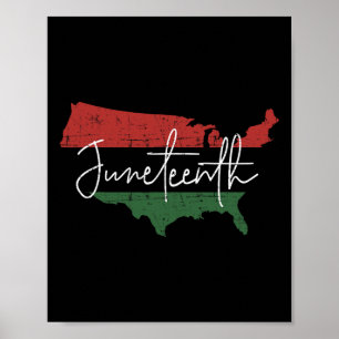 Póster Mapa americano con bandera panafricana para el 19