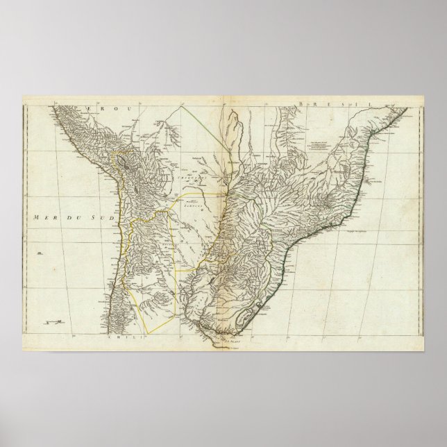 Póster Mapa americano grabado Sección Central (Frente)