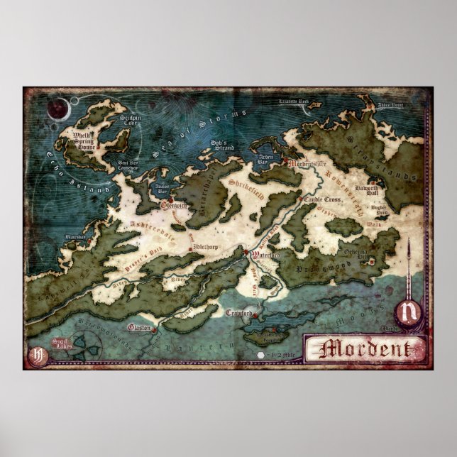 Póster Mapa anotado de mordientes (Ravenloft) (Frente)