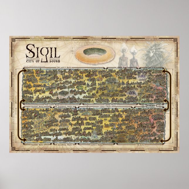 Póster Mapa anotado de Sigil (Frente)