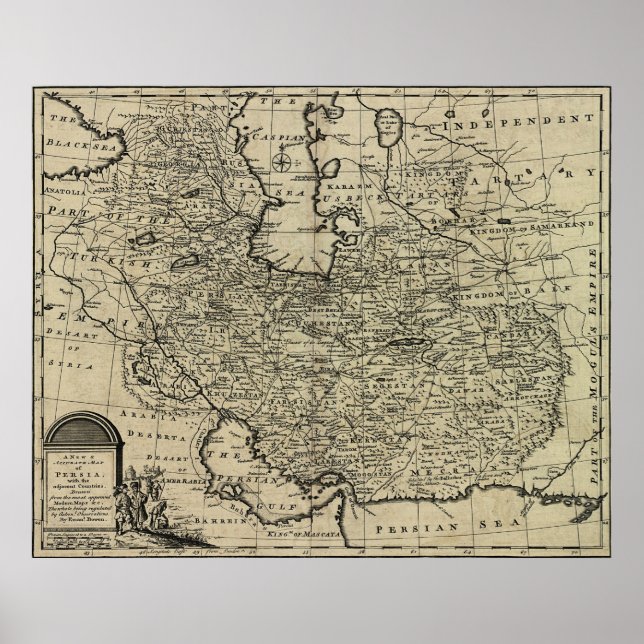 Póster Mapa anterior de Persia (1747) (Frente)