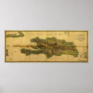 Póster Mapa anticuario clásico de la Española de 1805