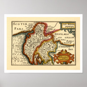 Póster Mapa anticuario de Cumbria (Westmorland, Cumberlan