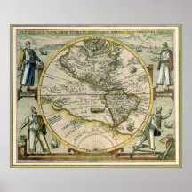 Mapa antiguo, América Sive Novus Orbis, 1596