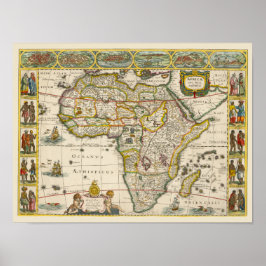 Póster Mapa antiguo de África de Hondius y Jansson