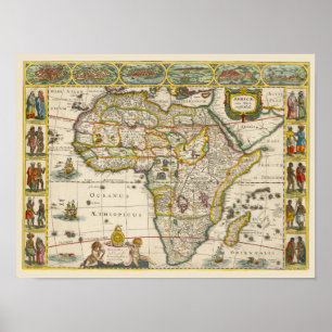 Póster Mapa Antiguo de África por Hondius y Jansson