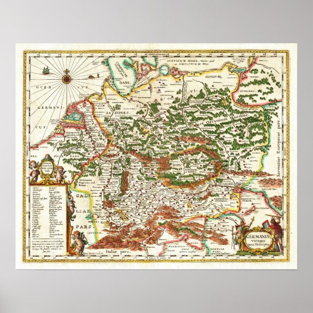 Póster Mapa antiguo de Alemania c. 1657 (Frente)