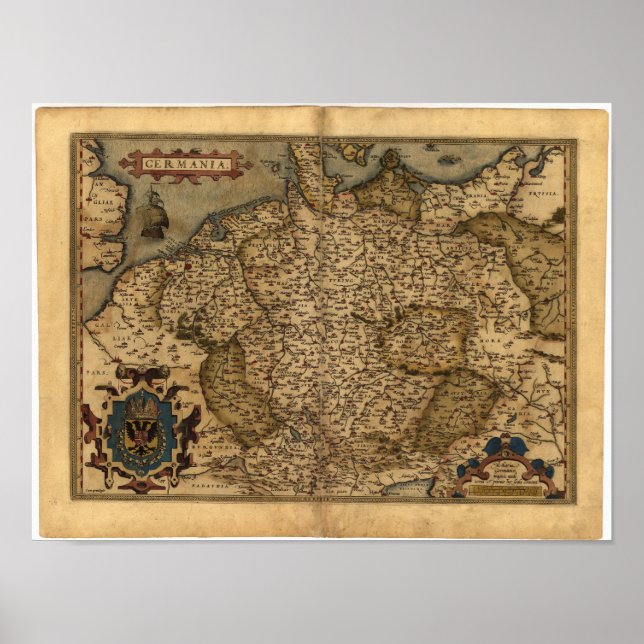 Póster Mapa antiguo de Alemania Ortelius Atlas (Frente)