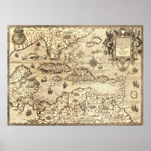 Póster Mapa antiguo de America Central