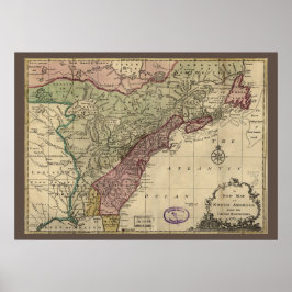 Póster Mapa antiguo de América del Norte, restaurado, 176