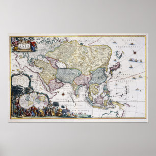 Póster Mapa antiguo de Asia   1696