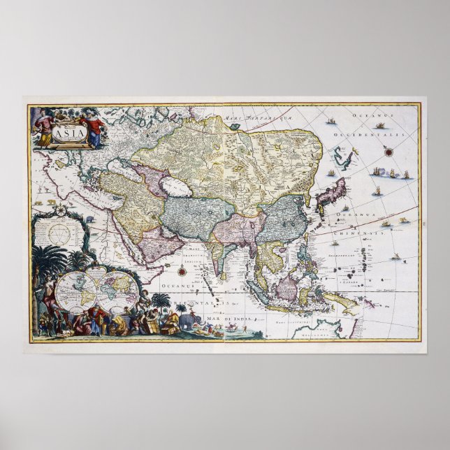 Póster Mapa antiguo de Asia | 1696 (Frente)