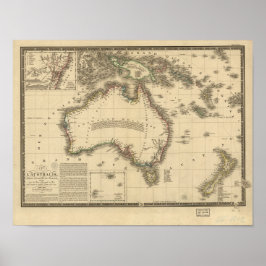 Póster Mapa antiguo de Australia 1826