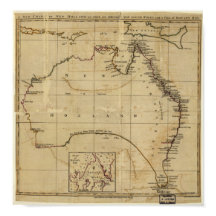 Mapa antiguo de Australia alrededor de 1770