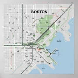 Póster Mapa Antiguo de Boston Massachusetts, Mapa de Bost