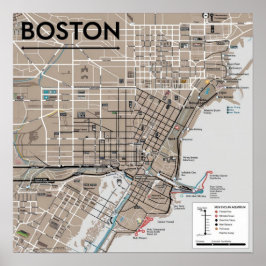 Póster Mapa Antiguo de Boston Massachusetts, Mapa de Bost