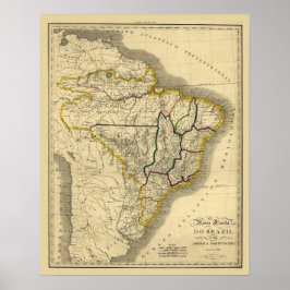Póster Mapa antiguo de Brasil en 1821