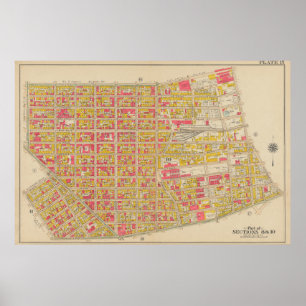 Póster Mapa Antiguo de Brooklyn George Washington Broml