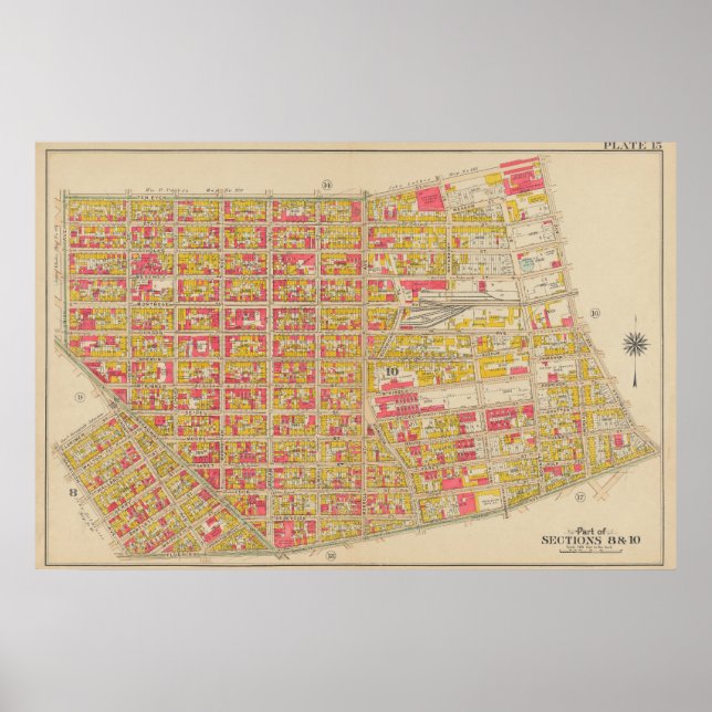 Póster Mapa Antiguo de Brooklyn | George Washington Broml (Frente)